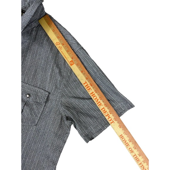 Surplus Men Button Up Gray Short Sleeve Striped Shirt Size‎ Large - Picture 2 of 6
